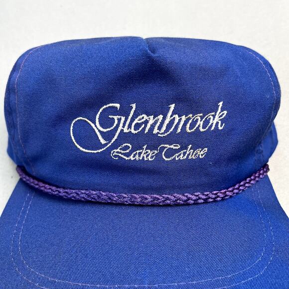 Vintage Lake Tahoe Hat Cap Strapback Blue Glenbrook Nature Outdoor Hiking 90s - Picture 3 of 8